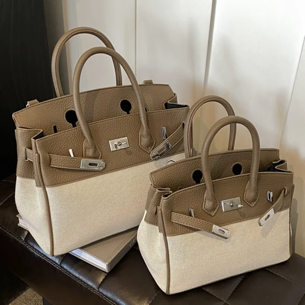 Korean high-end bag women's bag 2025 new crossbody retro contrast color platinum bag large capacity commuting handbag