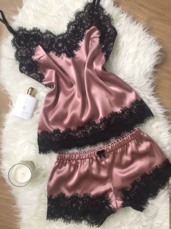 pajamas nightgown underwear nightdress suspender two-piece set of lace pajamas women